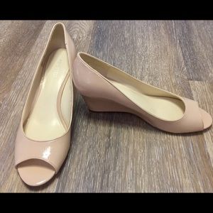 Nine West Peep Toe Nude Wedges